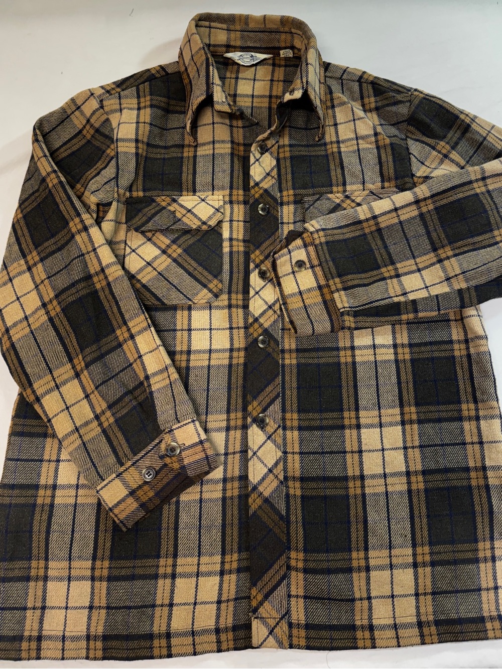 Vintage 70s Men’s Levi’s Panatela Wool Button Up Long Sleeve Shirt Plaid  XL